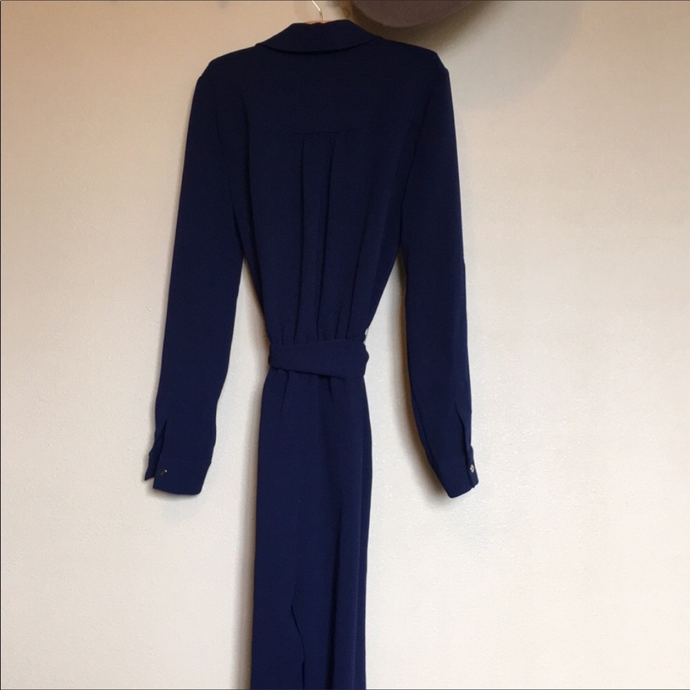 Diane Von Furstenberg Navy Blue Crepe Belted Lori Jumpsuit - Picture 6 of 6